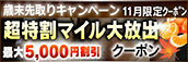 【11月限定】超特割★マイル大放出クーポン